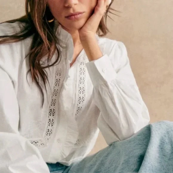 Sezane Ulysse Shirt in ecru size 38/6 - Picture 2 of 4